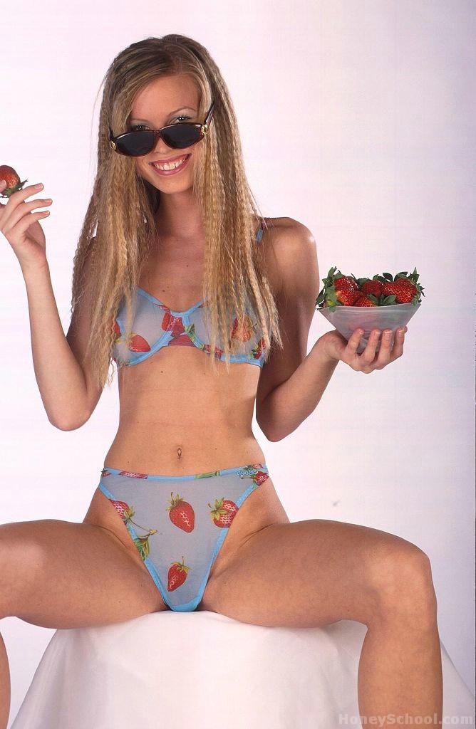 Marketa Belonoha Sucking Strawberries